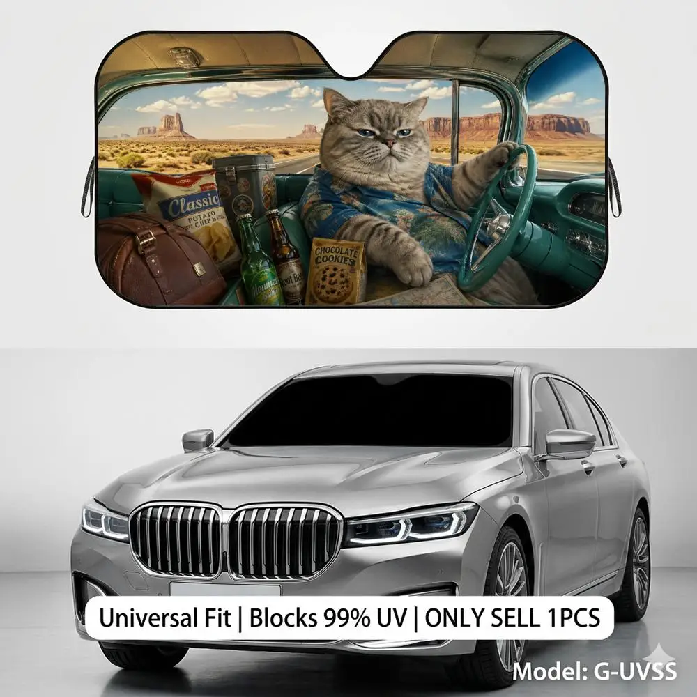 Funny Cats Driving Sun Visor Reusable Double-Sided Windshield Sun Visor UV Block Portable Heat Shield Cover
Funny Cats Driving Sun Visor Reusable Double-Sided Windshield Sun Visor UV Block Portable Heat Shield Cover