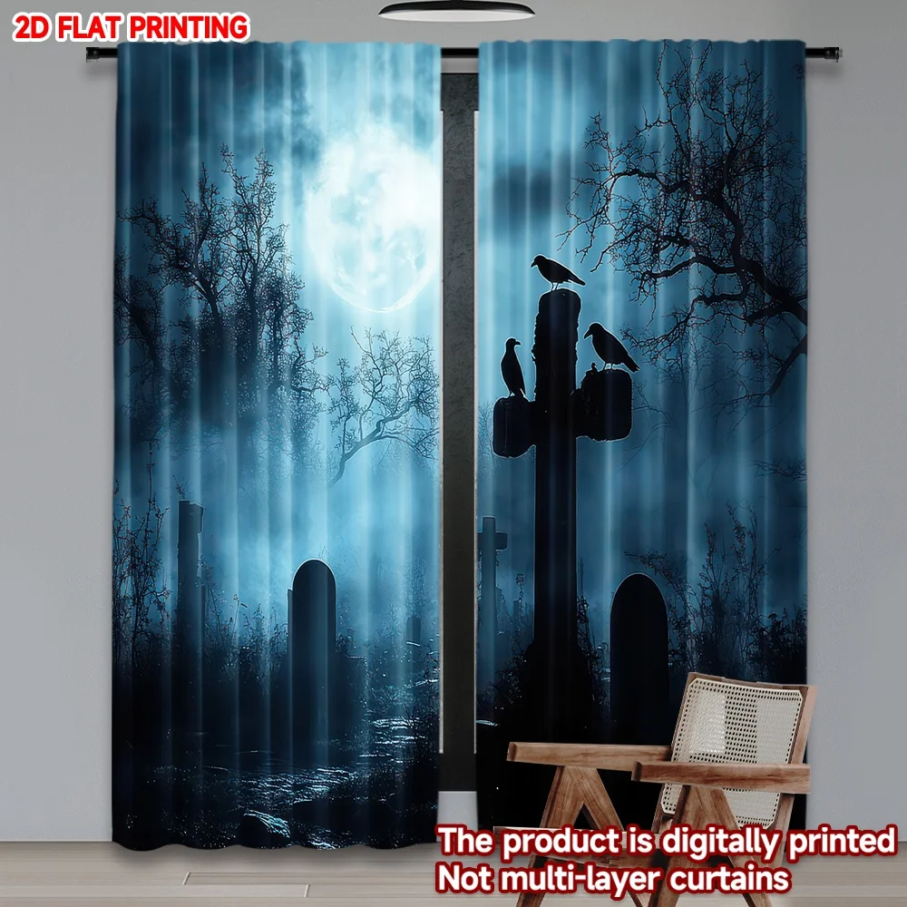 2D flat printing 2pcs Curtains Halloween Full Moon Cemetery Digital Printed Polyester Drapes Festive Holiday Use for Photo
2D flat printing 2pcs Curtains Halloween Full Moon Cemetery Digital Printed Polyester Drapes Festive Holiday Use for Photo