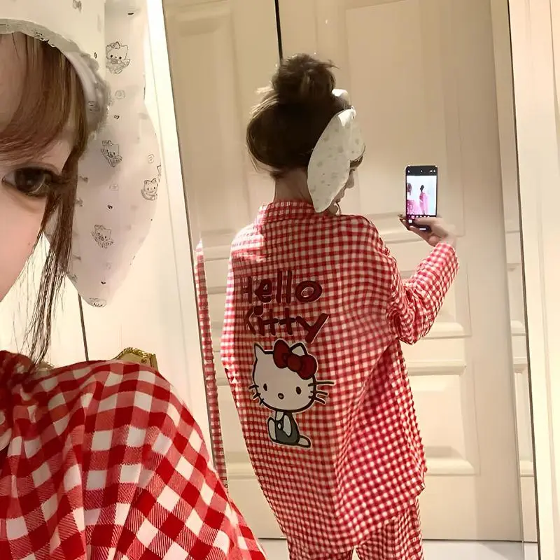 2025 Комплект одежды для сна с длинными рукавами Hello Kitty с милым рисунком (бренд Sanrio) — пижамы для дома и улицы
2025 Комплект одежды для сна с длинными рукавами Hello Kitty с милым рисунком (бренд Sanrio) — пижамы для дома и улицы
