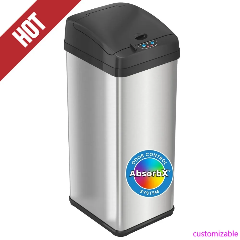 HOT-13 Gallon Sensor Kitchen Trash Can With Lid And Odor Filter, Stainless Steel Trashcan Extra-Wide Lid Opening Slim Garbage Bi
HOT-13 Gallon Sensor Kitchen Trash Can With Lid And Odor Filter, Stainless Steel Trashcan Extra-Wide Lid Opening Slim Garbage Bi