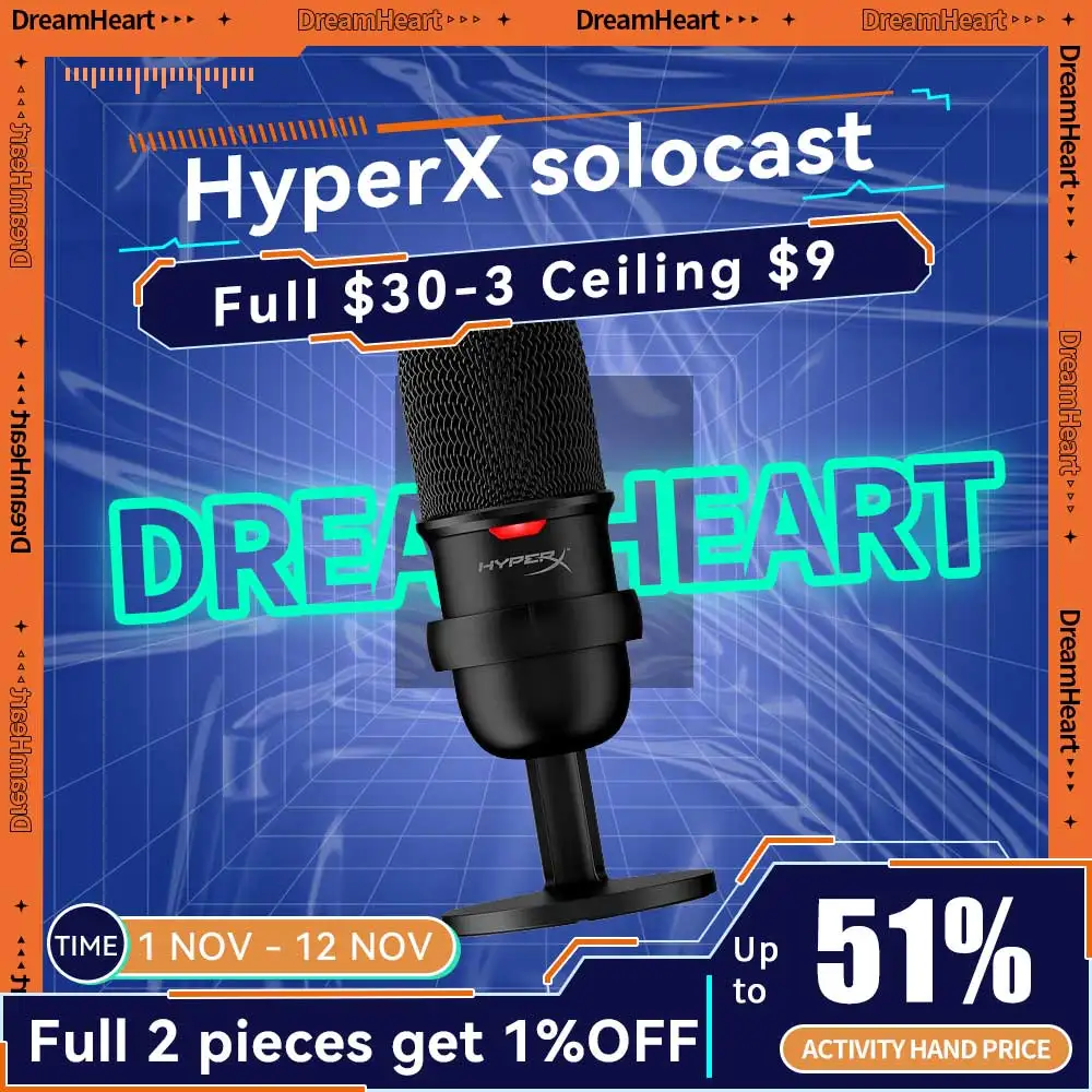 Оригинальный мини-микрофон HyperX SoloCast, Профессиональный Электронный Спортивный компьютер, игровой микрофон для прямой трансляции, устройство для Kingston
Оригинальный мини-микрофон HyperX SoloCast, Профессиональный Электронный Спортивный компьютер, игровой микрофон для прямой трансляции, устройство для Kingston
