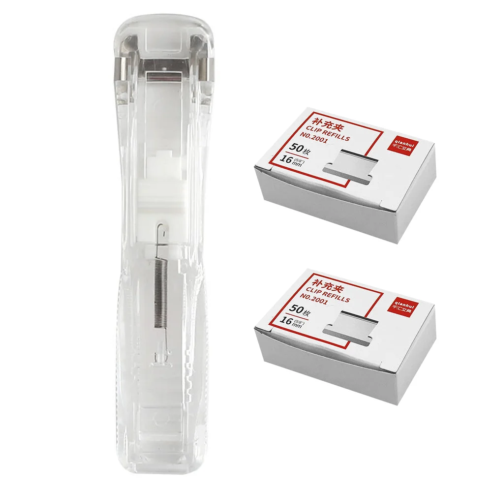 Seamless Stapler White Heavy Duty Plastic Iron Document Clamp Portable Alternative to Paperclips Staples for School Office Use
Seamless Stapler White Heavy Duty Plastic Iron Document Clamp Portable Alternative to Paperclips Staples for School Office Use