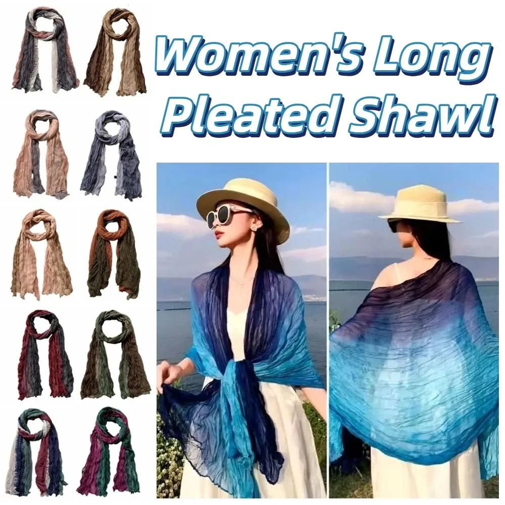 Bohemian Women's Long Pleated Shawl Windproof Color-blocked Gradient Texture Scarf Breathable Soft Bandana Shawl Wraps
Bohemian Women's Long Pleated Shawl Windproof Color-blocked Gradient Texture Scarf Breathable Soft Bandana Shawl Wraps