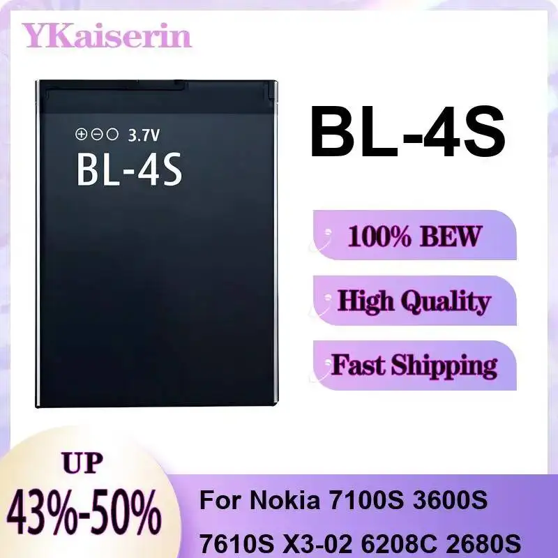 Аккумулятор для мобильного телефона BL-4S для Nokia 7100S, 3600S, 7610S, X3-02, 6208C, 2680S, 860 мАч, стабильный источник питания
Аккумулятор для мобильного телефона BL-4S для Nokia 7100S, 3600S, 7610S, X3-02, 6208C, 2680S, 860 мАч, стабильный источник питания