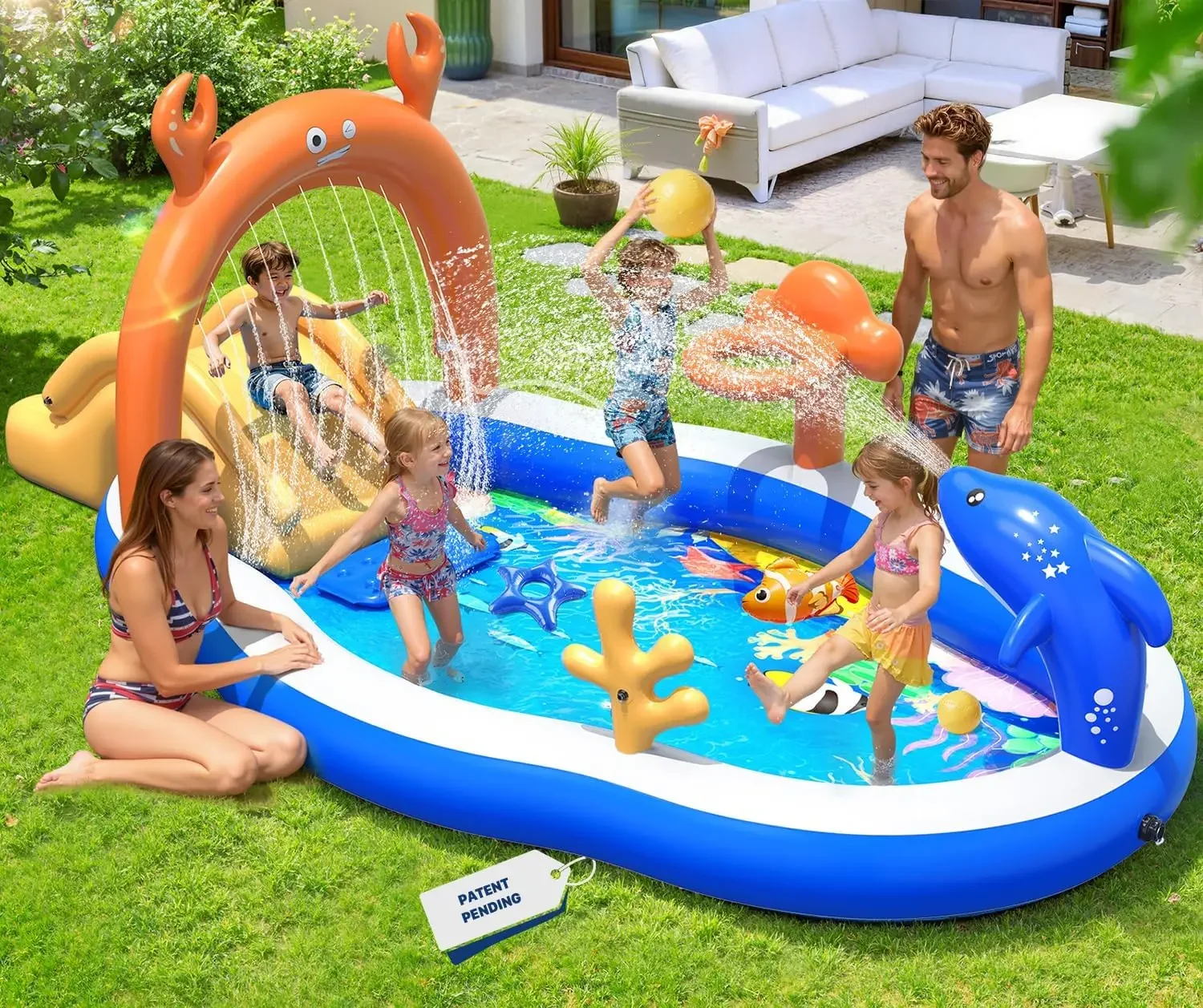 Inflatable Water Play Center Kid Pool Slide Sprinkler Backyard Water Park For Toddlers
Inflatable Water Play Center Kid Pool Slide Sprinkler Backyard Water Park For Toddlers