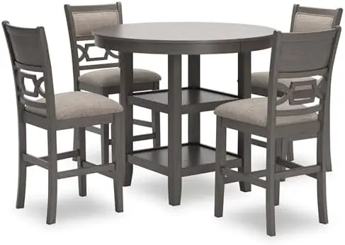 Ashley Wrenning 5-Piece Dining Set, Gray Upholstered Table & 4 Storage Stools, Counter Height
Ashley Wrenning 5-Piece Dining Set, Gray Upholstered Table & 4 Storage Stools, Counter Height