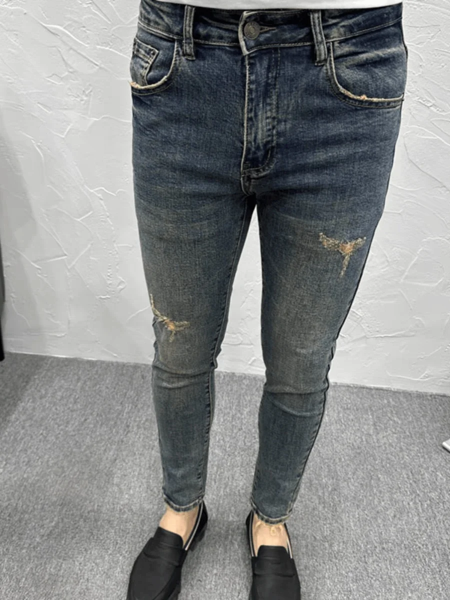 Мужские джинсы в стиле ретро, зауженные, эластичные, повседневные, длинные брюки, весна-осень, новая модная модель, хлопок, стрейч-деним
Мужские джинсы в стиле ретро, зауженные, эластичные, повседневные, длинные брюки, весна-осень, новая модная модель, хлопок, стрейч-деним