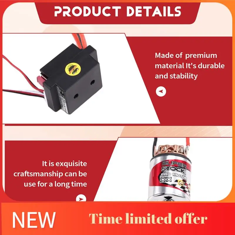 A42T-540 Brushed Motor Waterproof ESC 320A Speed Control Combination Set For 1/10 RC Car Crawler Axial SCX10
A42T-540 Brushed Motor Waterproof ESC 320A Speed Control Combination Set For 1/10 RC Car Crawler Axial SCX10