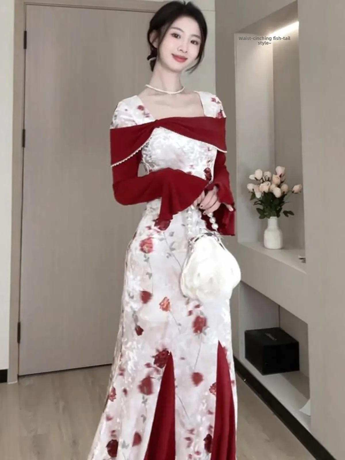 Retro Velvet Patchwork Rose Dress Women's Spring Style Waist Cinching Slimming New Year's Dress Long Skirt Korean Style Commute
Retro Velvet Patchwork Rose Dress Women's Spring Style Waist Cinching Slimming New Year's Dress Long Skirt Korean Style Commute