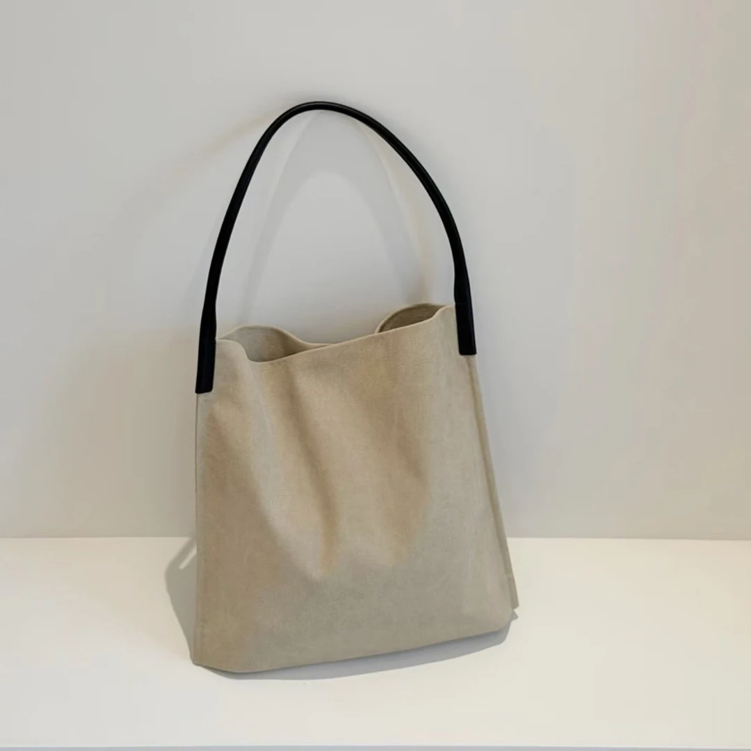 Women Canvas Tote Bag Genuine Leather Handle Large Capacity Shoulder Handbag Minimalist Japanese Korean Style Casual Daily Commu
Women Canvas Tote Bag Genuine Leather Handle Large Capacity Shoulder Handbag Minimalist Japanese Korean Style Casual Daily Commu