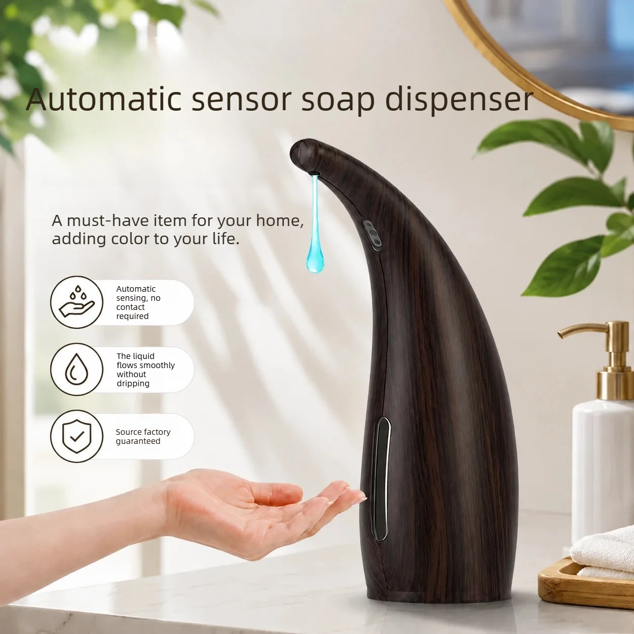 Deep Wood Grain Automatic Induction Soap Dispenser Household Hand Sanitizer Cleaning Intelligent Soap Dispenser Log
Deep Wood Grain Automatic Induction Soap Dispenser Household Hand Sanitizer Cleaning Intelligent Soap Dispenser Log