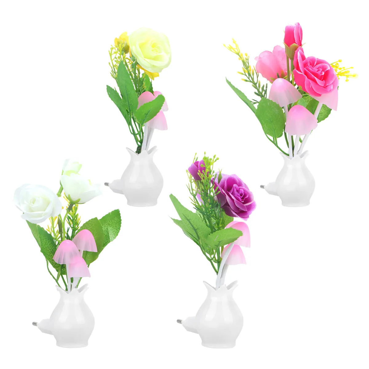 4 шт. разноцветных светящихся грибовидных RGB LED ночников с подключением к сети для декора спальни, с европейской вилкой, ночник в форме гриба
4 шт. разноцветных светящихся грибовидных RGB LED ночников с подключением к сети для декора спальни, с европейской вилкой, ночник в форме гриба