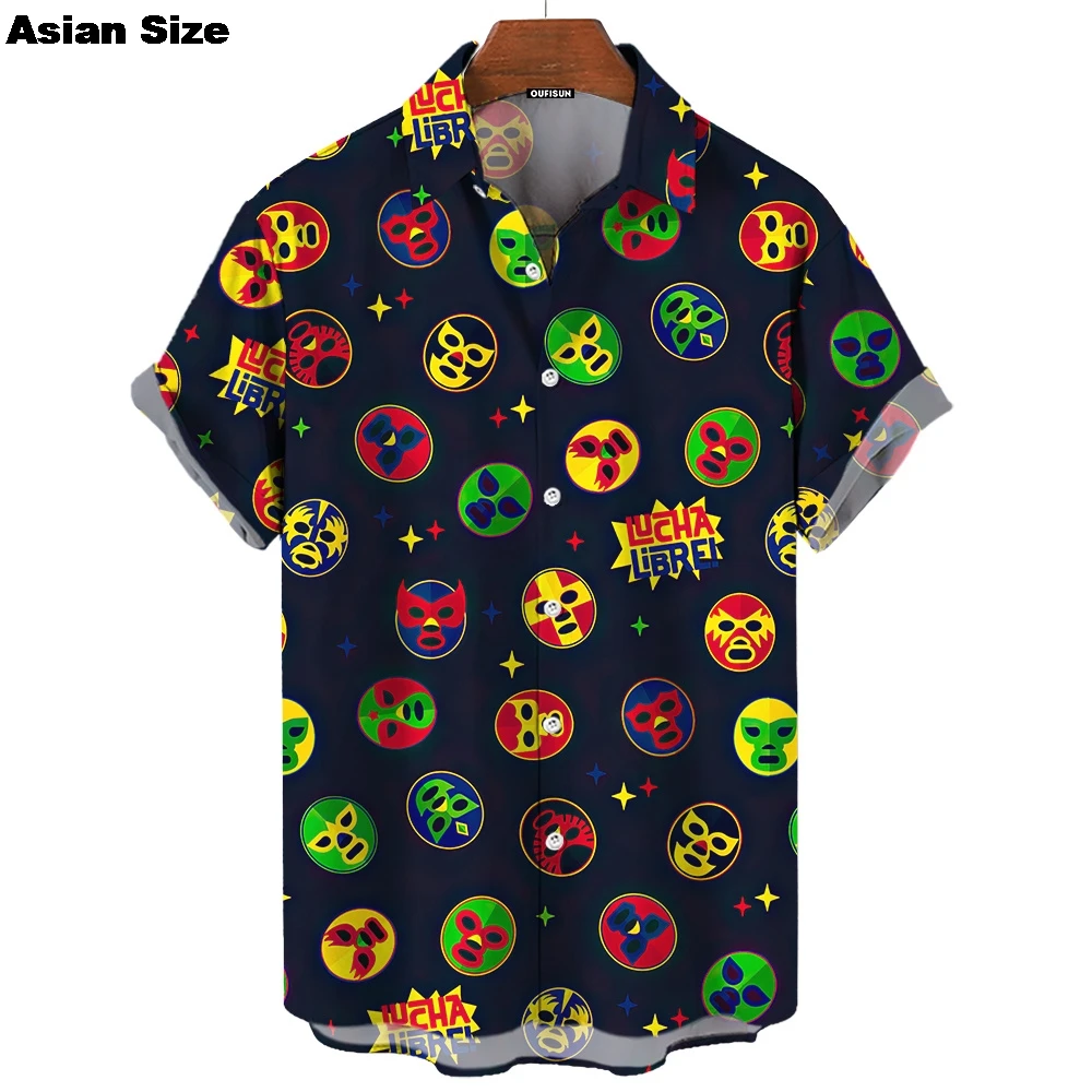 3D Mask Print Men's Shirt Summer Lucha Libre Short Sleeve Shirt Casual Hawaiian Shirt For Men Loose Clothing Mexican Wrestling
3D Mask Print Men's Shirt Summer Lucha Libre Short Sleeve Shirt Casual Hawaiian Shirt For Men Loose Clothing Mexican Wrestling