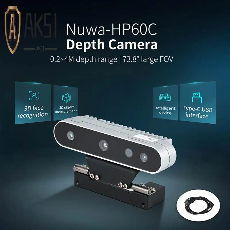 AK51-3D Электронный модуль датчика глубиной камеры FOV 73.8 ° Поддержка ROS1 ROS2 для робота Jetson Raspberry Pi
AK51-3D Электронный модуль датчика глубиной камеры FOV 73.8 ° Поддержка ROS1 ROS2 для робота Jetson Raspberry Pi