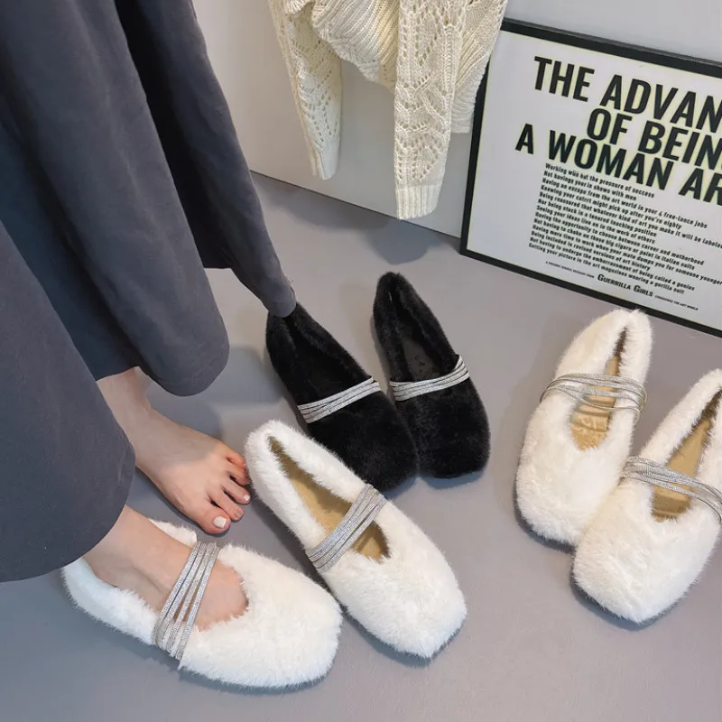 NEW 2025 Winter Autumn Round Toe Mary Jane Shoes Women Warm Fur Shoes Fashion Rhinestone Shallow Slip On Ladies Flats Shoes 
NEW 2025 Winter Autumn Round Toe Mary Jane Shoes Women Warm Fur Shoes Fashion Rhinestone Shallow Slip On Ladies Flats Shoes