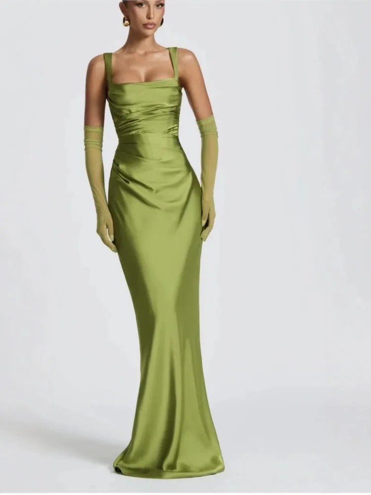 Sleeveless Suspender Dress Women's Square Satin Backless Sexy Maxi Dress Elegant Halter Off-shoulder Bodycon Club Party Dresses
Sleeveless Suspender Dress Women's Square Satin Backless Sexy Maxi Dress Elegant Halter Off-shoulder Bodycon Club Party Dresses