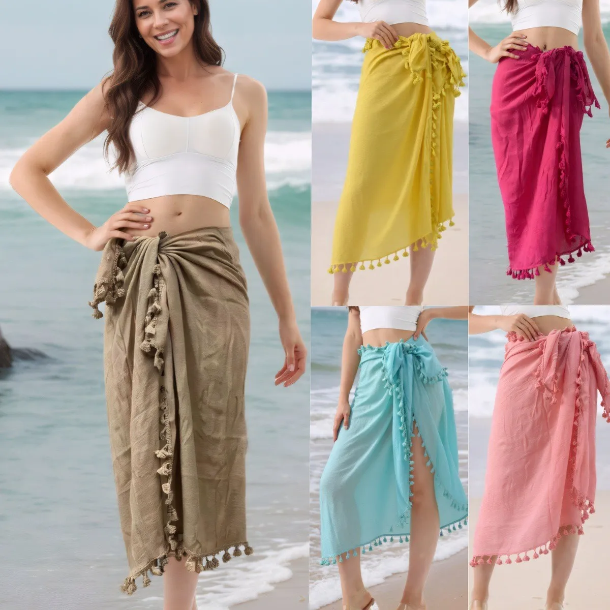Pareo Boho Clothing Women's Cover-up Wrap Skirt Beachwear Solid Color Swim Knot Tie Waist Lightweight Cotton Midi
Pareo Boho Clothing Women's Cover-up Wrap Skirt Beachwear Solid Color Swim Knot Tie Waist Lightweight Cotton Midi