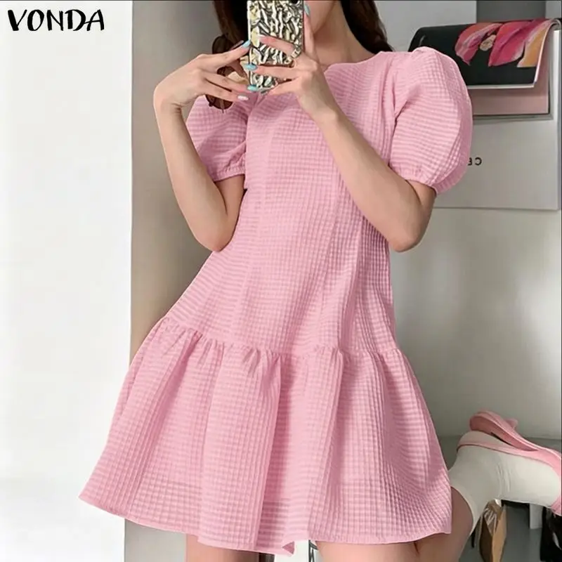 Bohemian Mini Dress Summer Puff Sleeve Sundress VONDA 2026 Women A-Line O Neck Casual Party Vestidos Fashion Loose Robe Femme
Bohemian Mini Dress Summer Puff Sleeve Sundress VONDA 2026 Women A-Line O Neck Casual Party Vestidos Fashion Loose Robe Femme