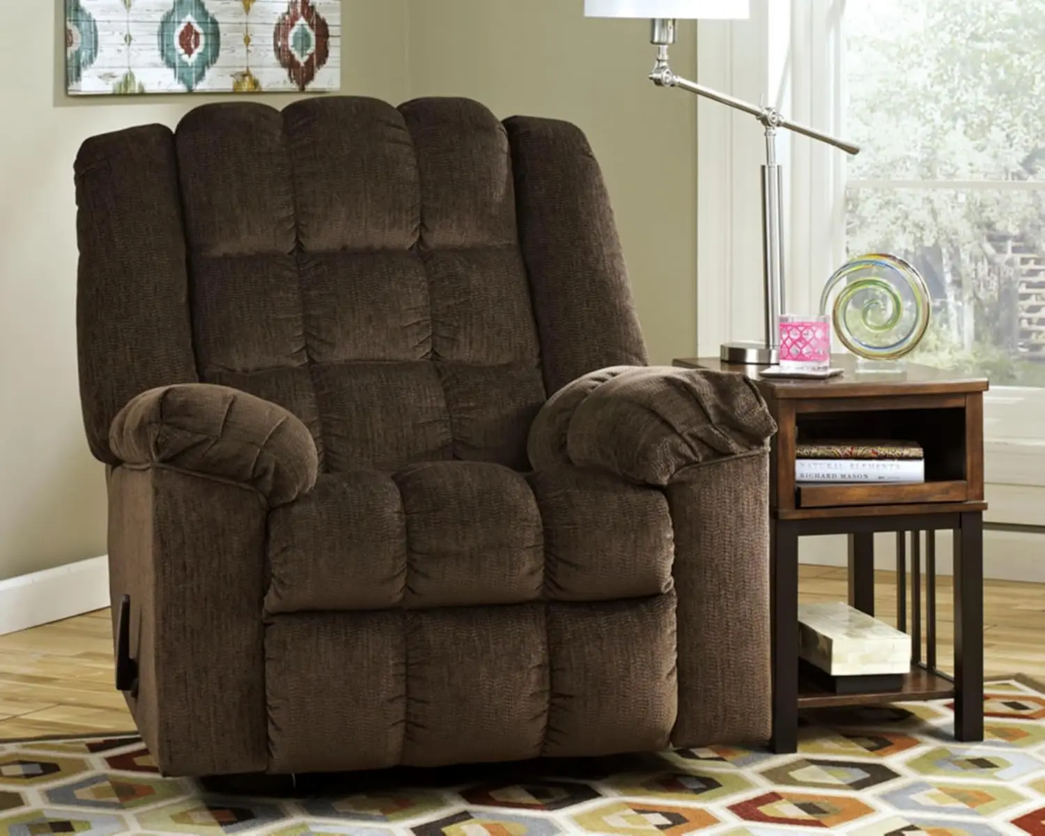 Ultra Plush Manual Rocker Recliner with Tufted Back, Comfy Foam Cushion Seat and Back, 43"D x 40"W x 43"H, Dark Brown
Ultra Plush Manual Rocker Recliner with Tufted Back, Comfy Foam Cushion Seat and Back, 43"D x 40"W x 43"H, Dark Brown