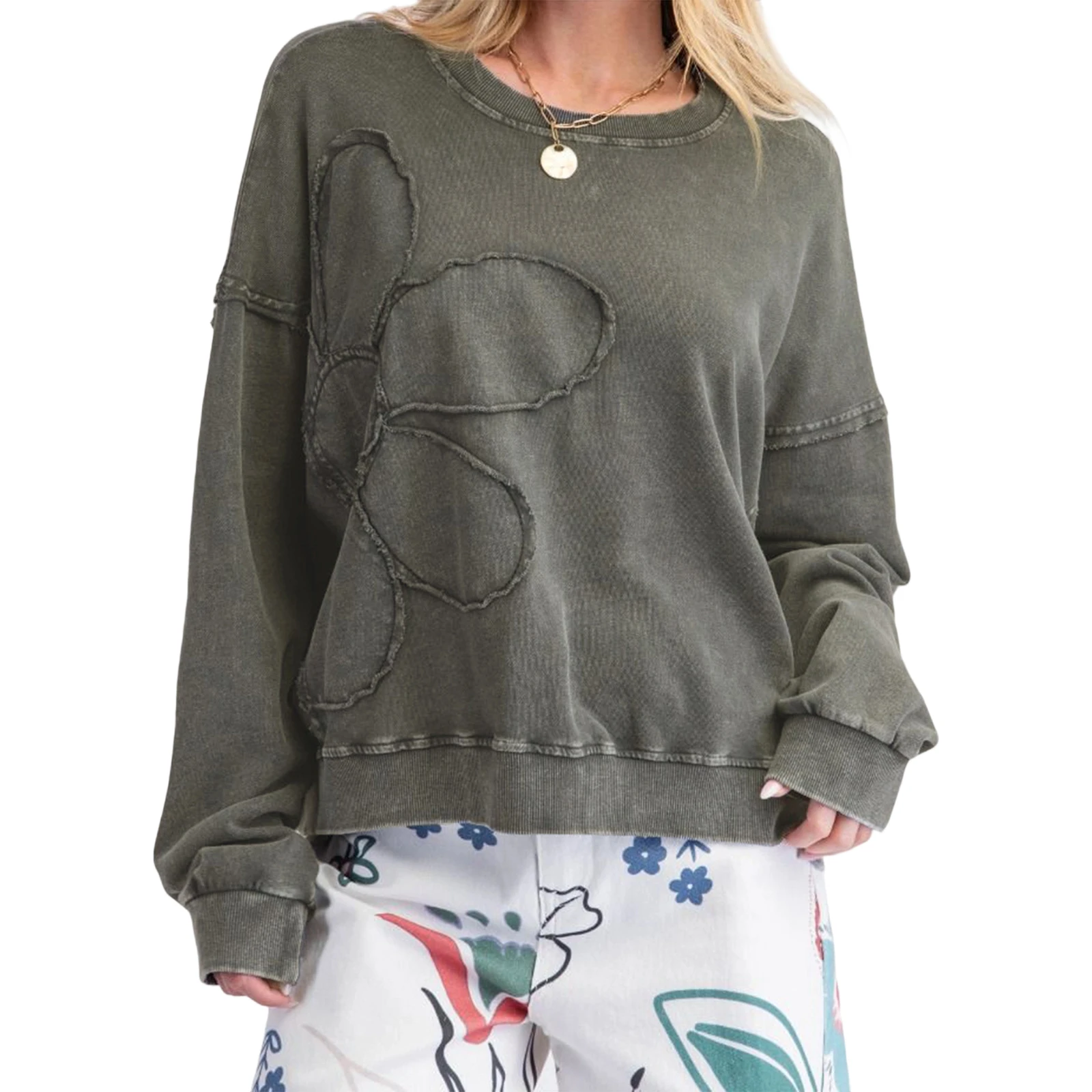 Женские модные свободные толстовки с милой цветочной нашивкой, пуловеры с длинными рукавами, повседневные весенне-осенние топы, уличная одежда
Женские модные свободные толстовки с милой цветочной нашивкой, пуловеры с длинными рукавами, повседневные весенне-осенние топы, уличная одежда