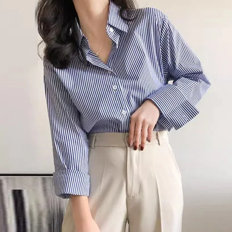 Spring Autumn 2025 Classic Striped Woman Blouses Shirt Lady Long Lantern Sleeve Stand Collar Loose Blusas Tops
Spring Autumn 2025 Classic Striped Woman Blouses Shirt Lady Long Lantern Sleeve Stand Collar Loose Blusas Tops