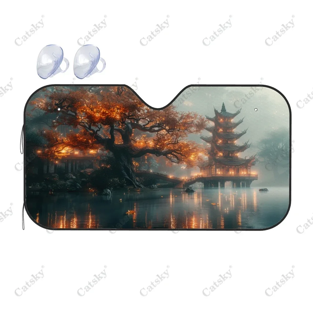 Pagoda with Landscape Car Windshield Sunshade, Front Auto Car Windshield Sun Shade Blocks Uv Rays Sun Visor Protector
Pagoda with Landscape Car Windshield Sunshade, Front Auto Car Windshield Sun Shade Blocks Uv Rays Sun Visor Protector