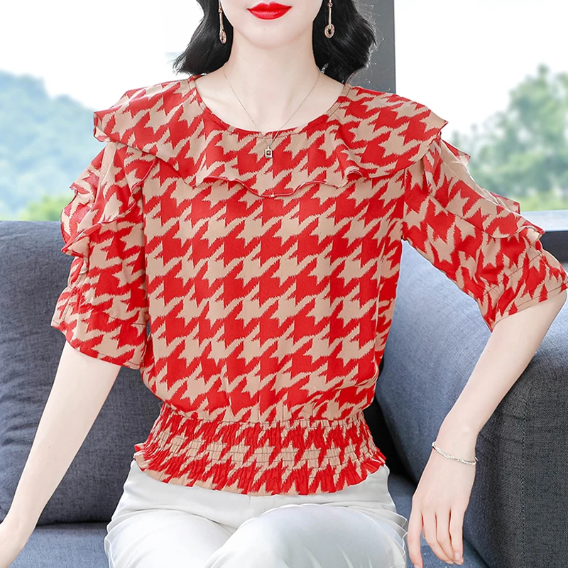Korean Fashion Summer Tops For Women Slim Half Sleeve Floral Printed Chiffon Shirt Patchwork Ruffles Pullovers Blouse Blusa
Korean Fashion Summer Tops For Women Slim Half Sleeve Floral Printed Chiffon Shirt Patchwork Ruffles Pullovers Blouse Blusa