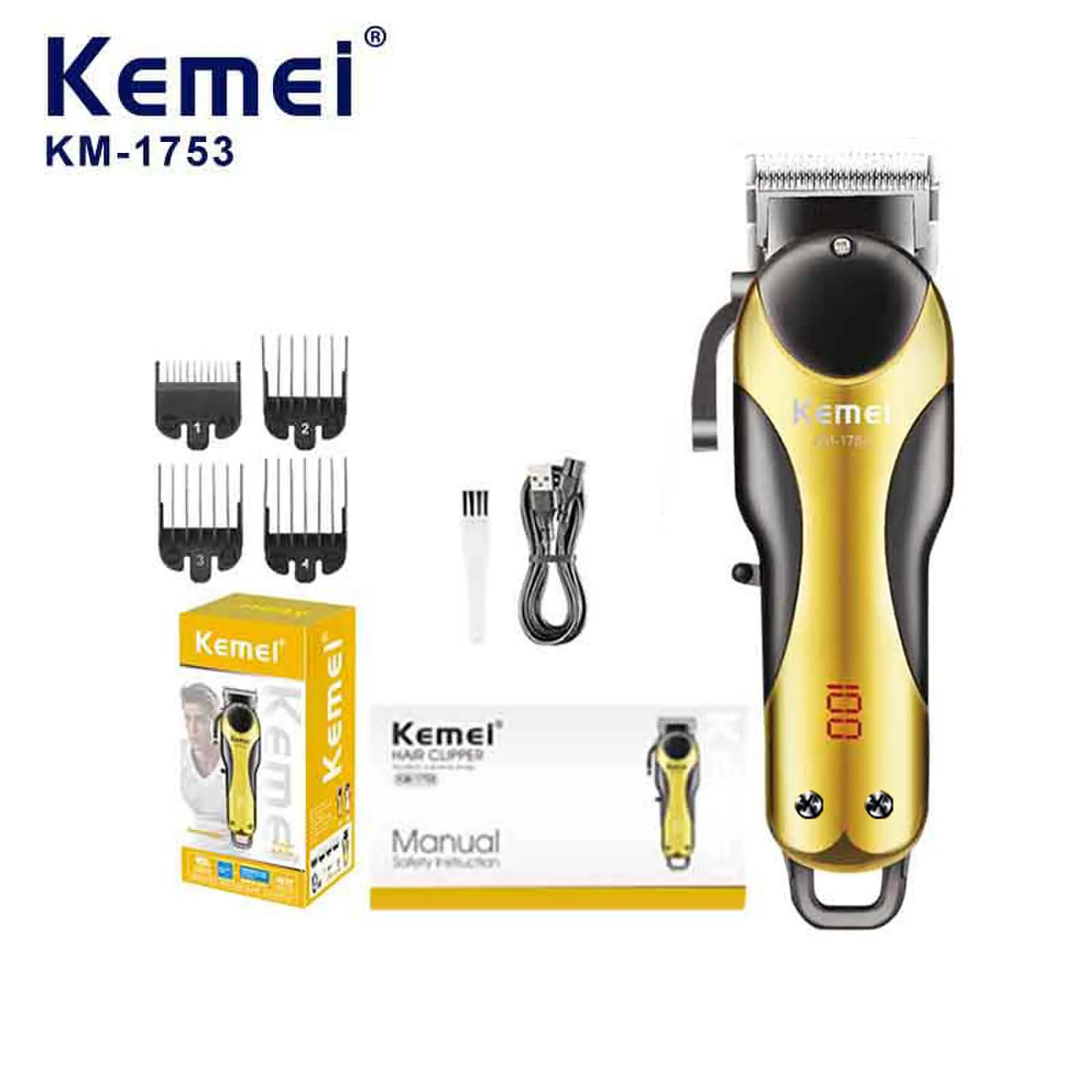 Kemei KM-1753 Electric Hair Cutting Machine High Quality Cordless Hair Clipper Professional Barber Trimmer for Men Hair Removal
Kemei KM-1753 Electric Hair Cutting Machine High Quality Cordless Hair Clipper Professional Barber Trimmer for Men Hair Removal