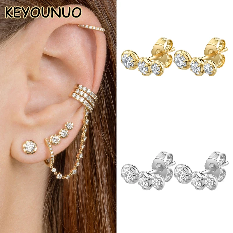 KEYOUNUO Gold Filled Silver Color Zircon Stud Earrings For Women Antique Triple Ear Climber Earring Party Jewelry Wholesale
KEYOUNUO Gold Filled Silver Color Zircon Stud Earrings For Women Antique Triple Ear Climber Earring Party Jewelry Wholesale