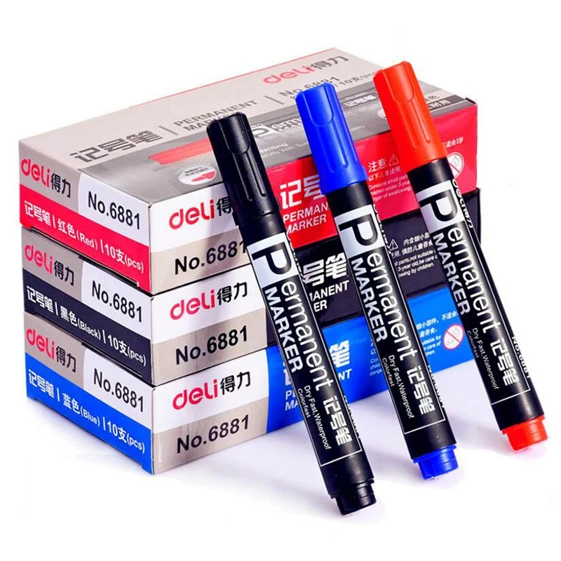 10pcs Permanent Marker Pen Oil-Based Paint Marker 3 Colors Signature Pen Waterproof Stationery Supplies
10pcs Permanent Marker Pen Oil-Based Paint Marker 3 Colors Signature Pen Waterproof Stationery Supplies