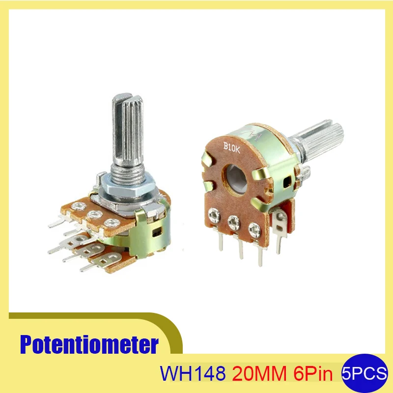 5 шт.WH148 двойной потенциометр 6Pin 1K/2K/5K/10K/20K/50K/100K/250K/500K/1M 20 мм вал углеродистая пленка регулируемое сопротивление поворотный комплект
5 шт.WH148 двойной потенциометр 6Pin 1K/2K/5K/10K/20K/50K/100K/250K/500K/1M 20 мм вал углеродистая пленка регулируемое сопротивление поворотный комплект