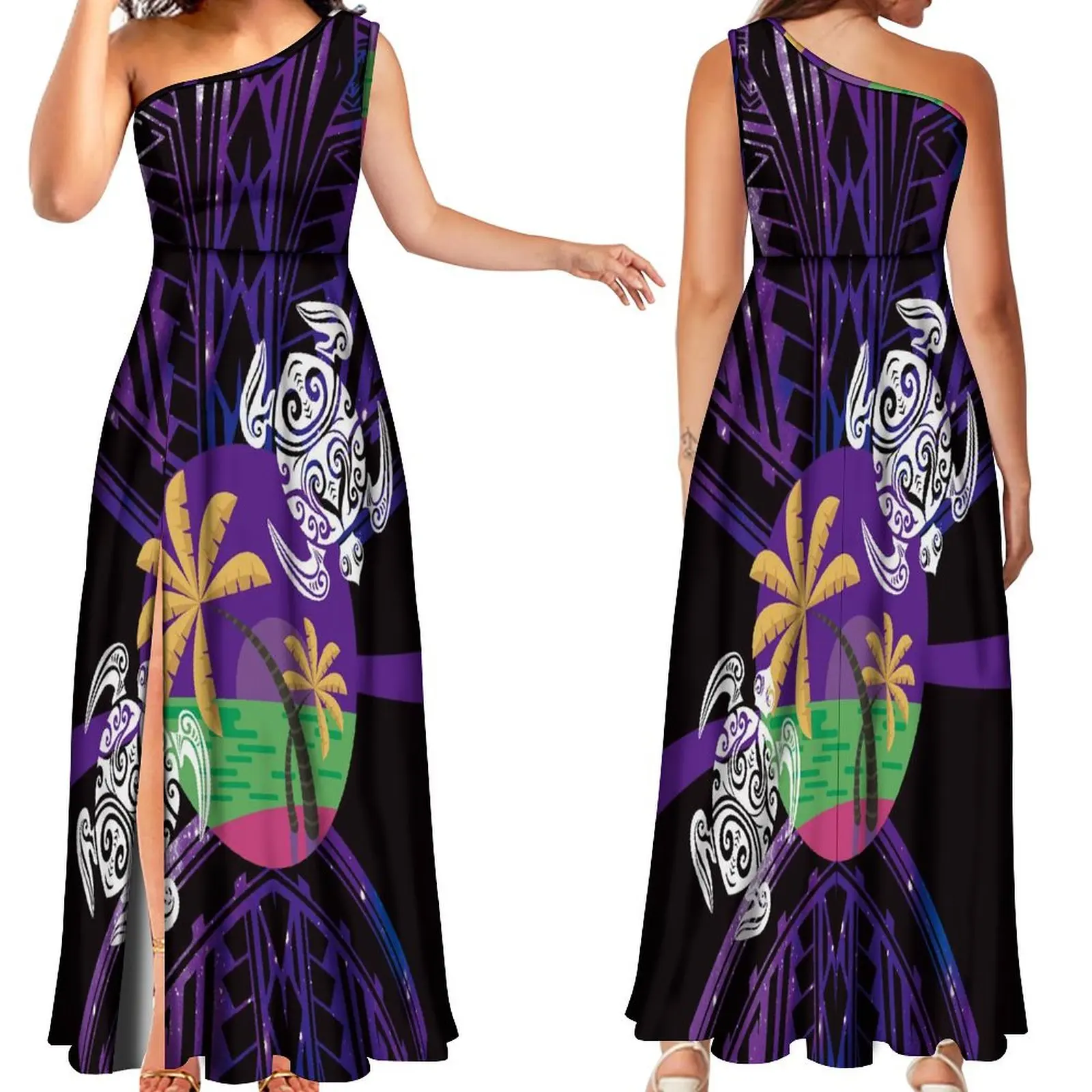 Samoa Women'S Off-The-Shoulder Dress Polynesian Island Dance Festival Elegant Slit Long Dress Polynesian Art Turtle Print
Samoa Women'S Off-The-Shoulder Dress Polynesian Island Dance Festival Elegant Slit Long Dress Polynesian Art Turtle Print