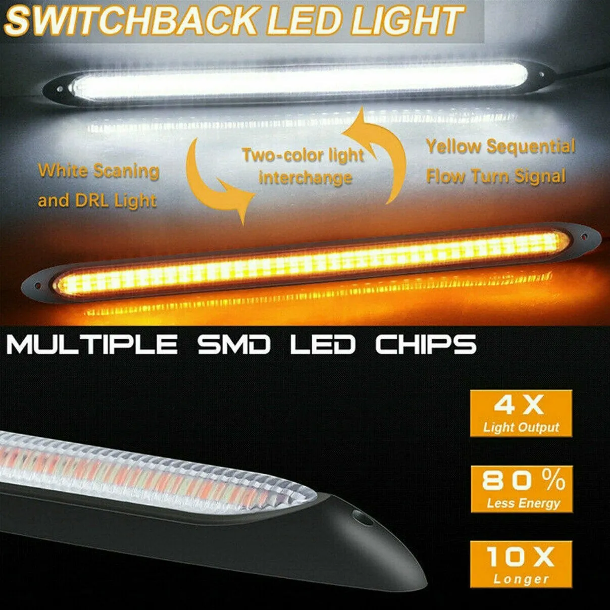 2X Universal LED Daytime Running Light White DRL Driving Turn Signal Fog Lamps Amber 12V-A61E
2X Universal LED Daytime Running Light White DRL Driving Turn Signal Fog Lamps Amber 12V-A61E