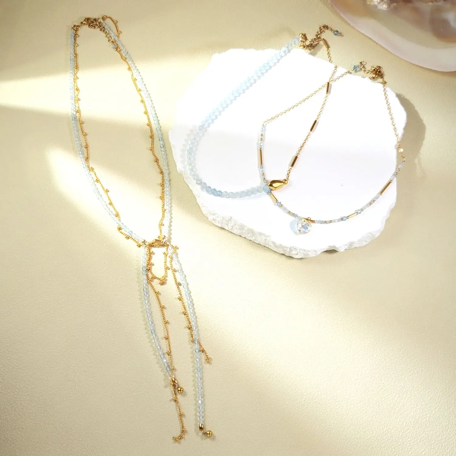 Lii Ji Aquamarine Austrian Crystal 2-4mm Natural Stone Necklace Gold Stainless Steel Handmade Jewelry
Lii Ji Aquamarine Austrian Crystal 2-4mm Natural Stone Necklace Gold Stainless Steel Handmade Jewelry