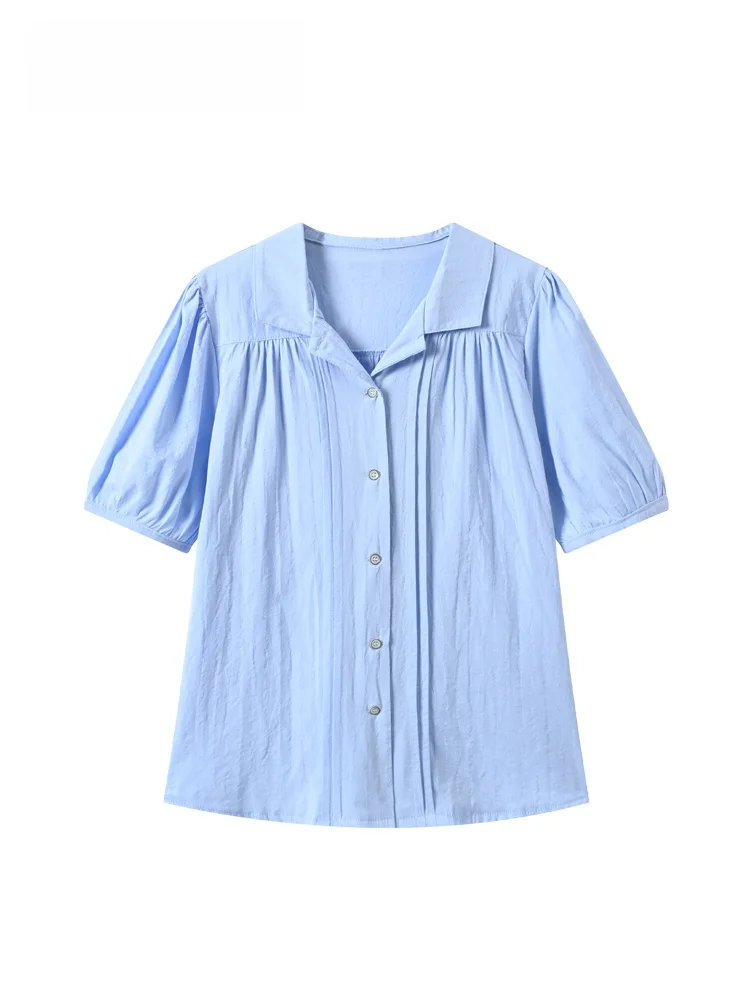 Loose Bubble Sleeve Short Sleeve Shirt Women's plus Size Summer New Style Flattering Loose Fit Meat Covering Slimming Top
Loose Bubble Sleeve Short Sleeve Shirt Women's plus Size Summer New Style Flattering Loose Fit Meat Covering Slimming Top
