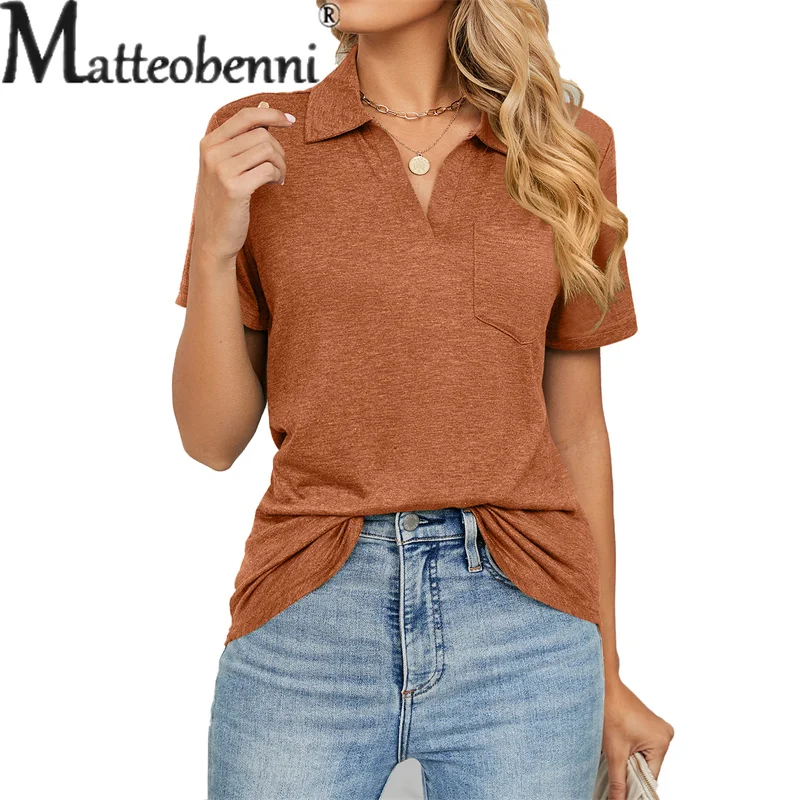 Summer New Chest Splicing Pocket Lapel T-Shirt Women's Elegant Solid Color Short Sleeve Tees Casual Versatile Basic Female Tops
Summer New Chest Splicing Pocket Lapel T-Shirt Women's Elegant Solid Color Short Sleeve Tees Casual Versatile Basic Female Tops