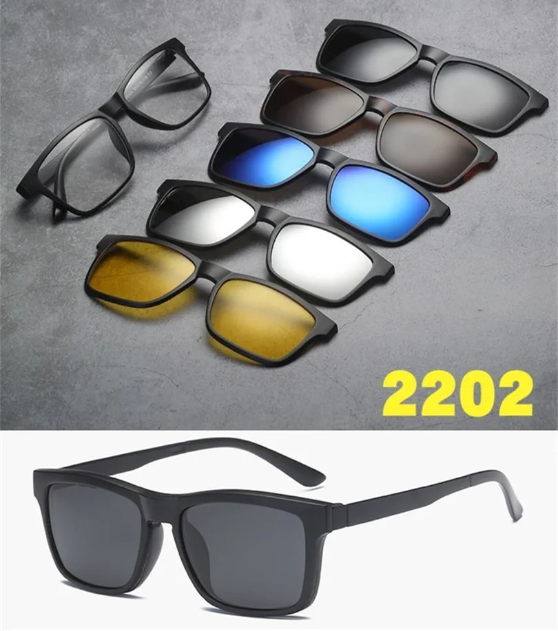 6 In 1 Spectacle Frame Men Women With 5 PCS Clip On Polarized Sunglasses Magnetic Glasses Male Computer Optical 2202
6 In 1 Spectacle Frame Men Women With 5 PCS Clip On Polarized Sunglasses Magnetic Glasses Male Computer Optical 2202