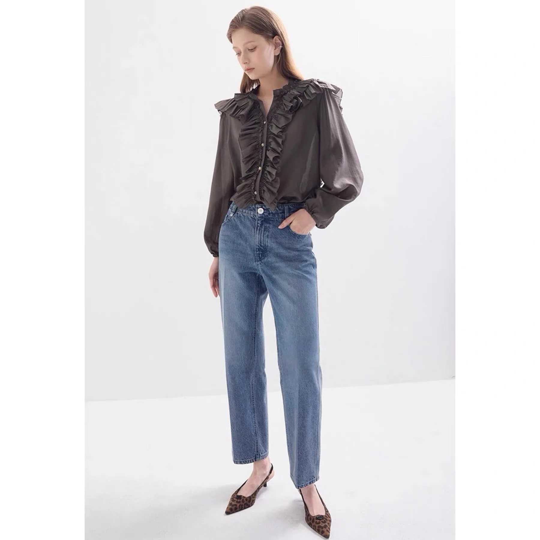 Ele V-ne Long Sve Lemon Cheese irt LAN25 Autumn Wood ain Chiffon Versatile Slimming Commute Sle Loose Fit
Ele V-ne Long Sve Lemon Cheese irt LAN25 Autumn Wood ain Chiffon Versatile Slimming Commute Sle Loose Fit