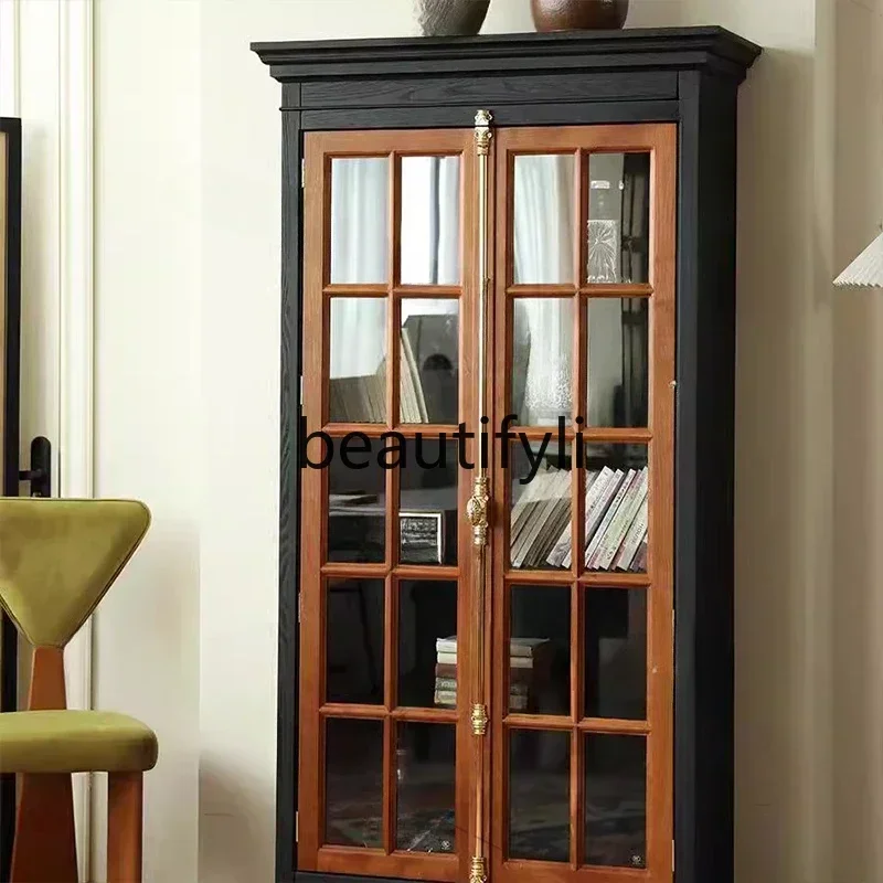 Asmt14 New American light luxury solid wood wine cabinet simple antique glass door decorative storage cabinet 
Asmt14 New American light luxury solid wood wine cabinet simple antique glass door decorative storage cabinet