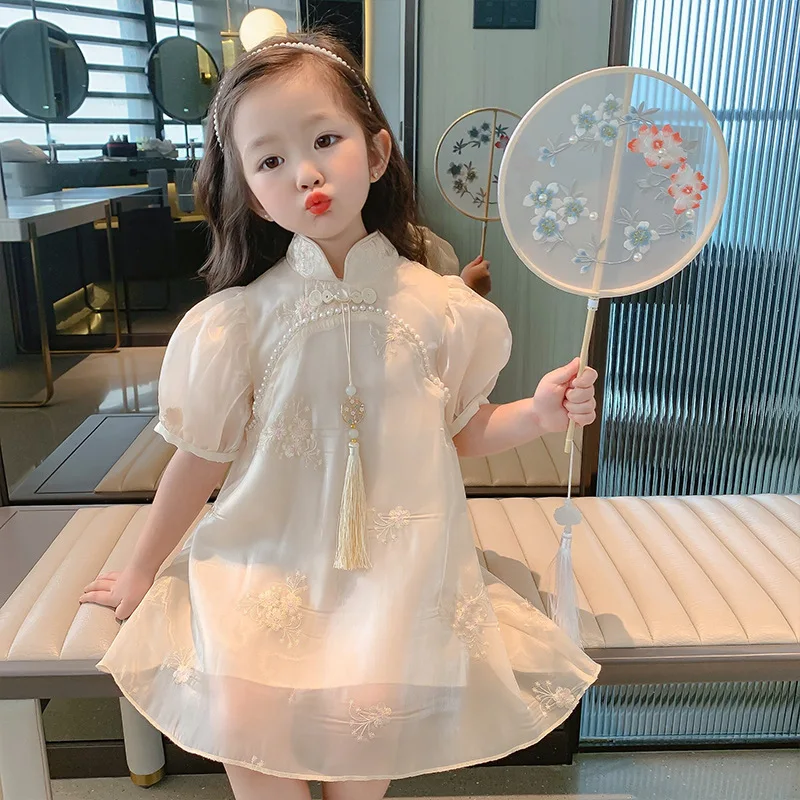 Girls Chinese Embroider Cheongsam Dress 2024 New Children Cute Little Kids Summer Dress Qipao Princess Dresses Birthday Gift
Girls Chinese Embroider Cheongsam Dress 2024 New Children Cute Little Kids Summer Dress Qipao Princess Dresses Birthday Gift