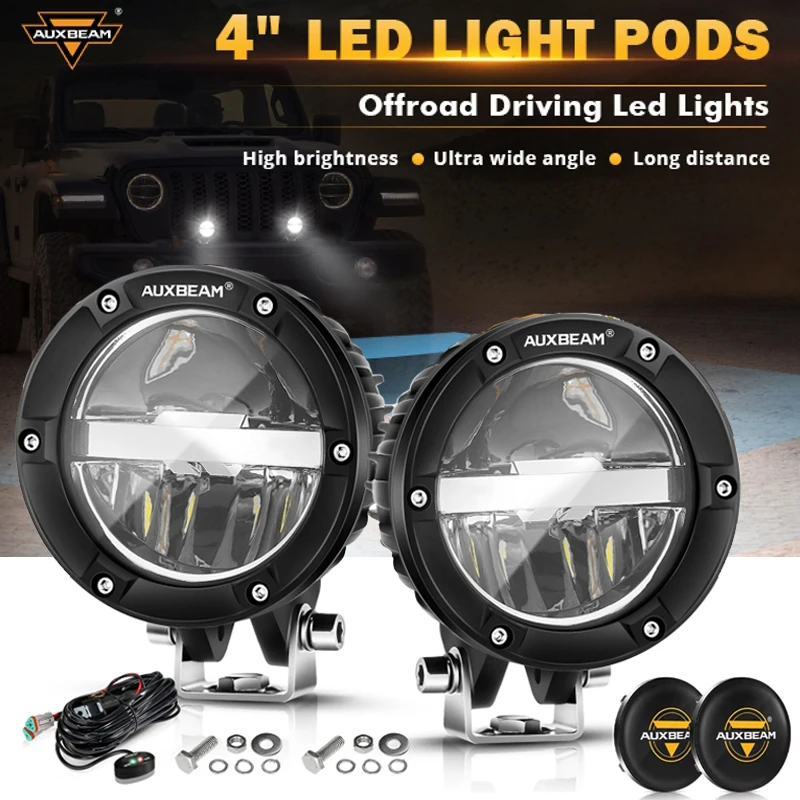 Auxbeam 4-дюймовый круглый светодиодный рабочий фонарь мощностью 36 Вт с дальним/ближним светом и жгутом для пикапа в бездорожья 
Auxbeam 4-дюймовый круглый светодиодный рабочий фонарь мощностью 36 Вт с дальним/ближним светом и жгутом для пикапа в бездорожья