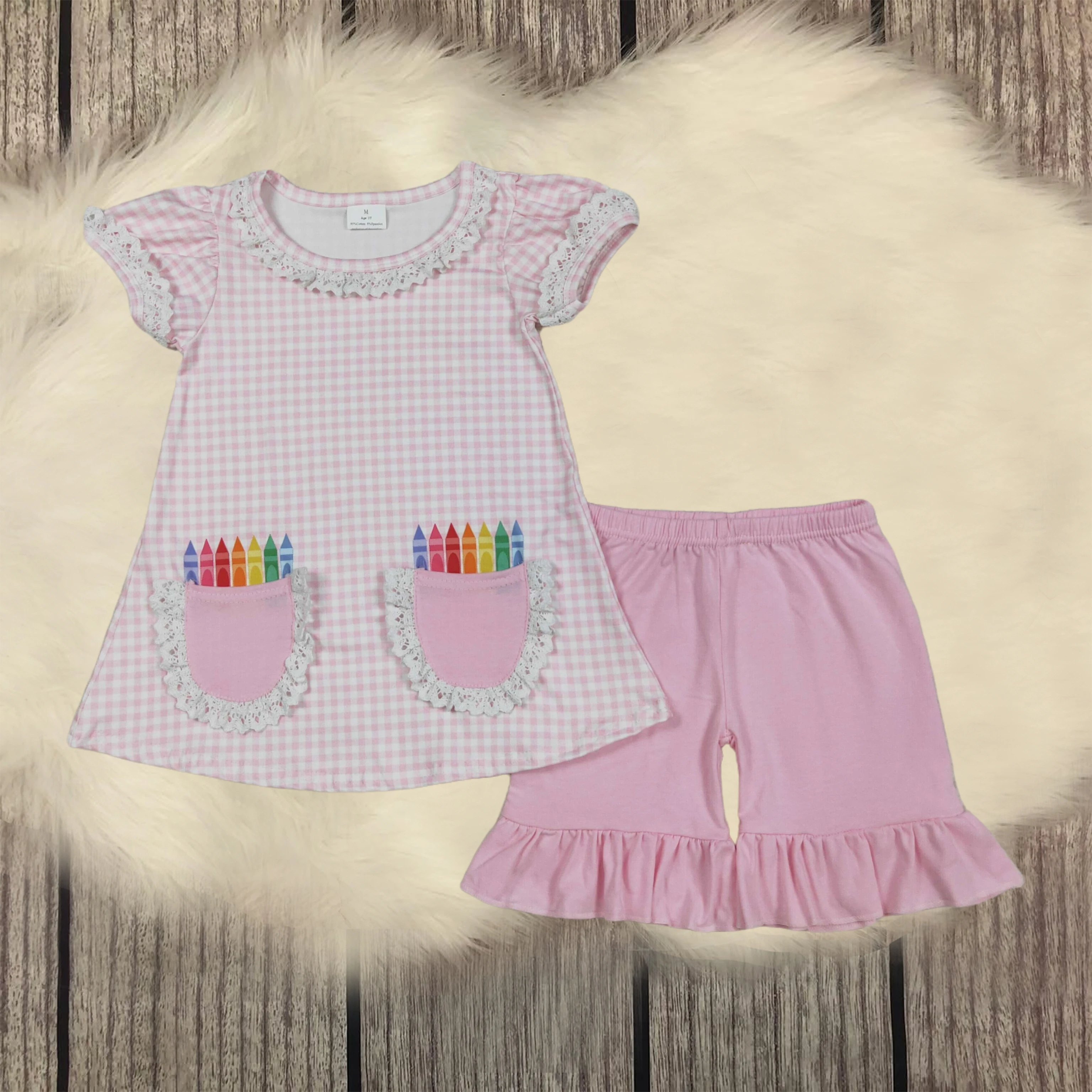 Wholesale Baby Girl Clothes Pink Plaid Pencils Pocket Tunic Ruffle Shorts Kids Set Infant Toddler Children Back to School Outfit
Wholesale Baby Girl Clothes Pink Plaid Pencils Pocket Tunic Ruffle Shorts Kids Set Infant Toddler Children Back to School Outfit