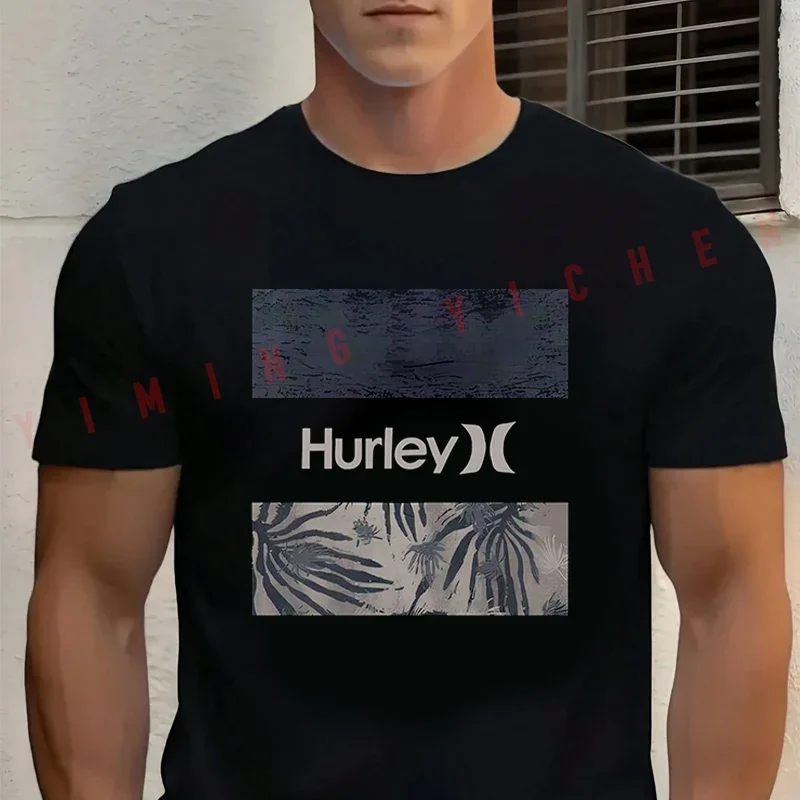 A Tropical Design And The Hurley Logo With Palm Leaf And Floral Patterns Moto T-shirt Cotton Casual Summer Short Sleeve Male Tee
A Tropical Design And The Hurley Logo With Palm Leaf And Floral Patterns Moto T-shirt Cotton Casual Summer Short Sleeve Male Tee