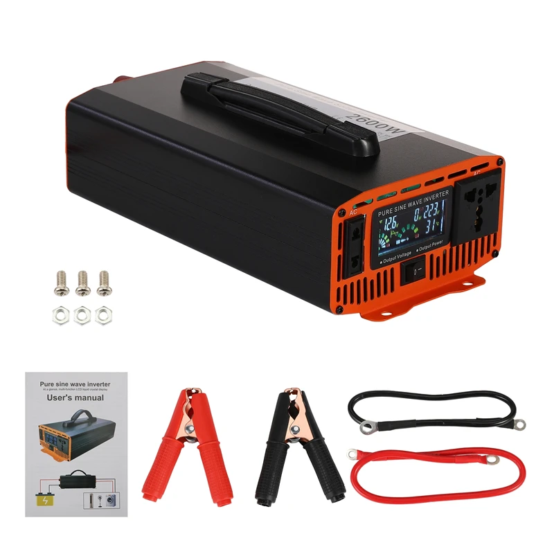Pure Sine Wave Inverter DC 12V to AC 220V 50hz 2600W Voltage Transfer Converter Universal EU Socket Auto Accessories
Pure Sine Wave Inverter DC 12V to AC 220V 50hz 2600W Voltage Transfer Converter Universal EU Socket Auto Accessories