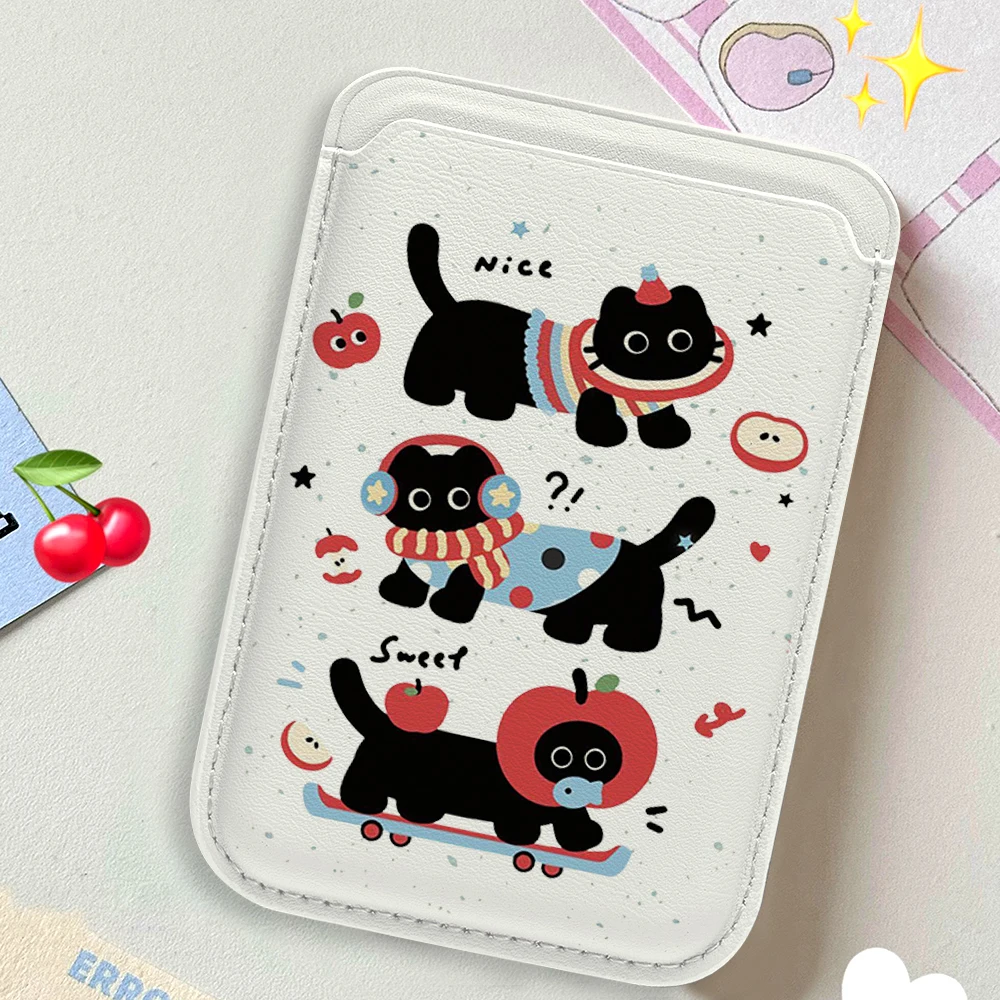 Leather Card Wallet Cover Magnetic Phone Card Holder Cute Black Cat Case Suitable For all iPhone For Magsafe Card Phone Back Bag
Leather Card Wallet Cover Magnetic Phone Card Holder Cute Black Cat Case Suitable For all iPhone For Magsafe Card Phone Back Bag