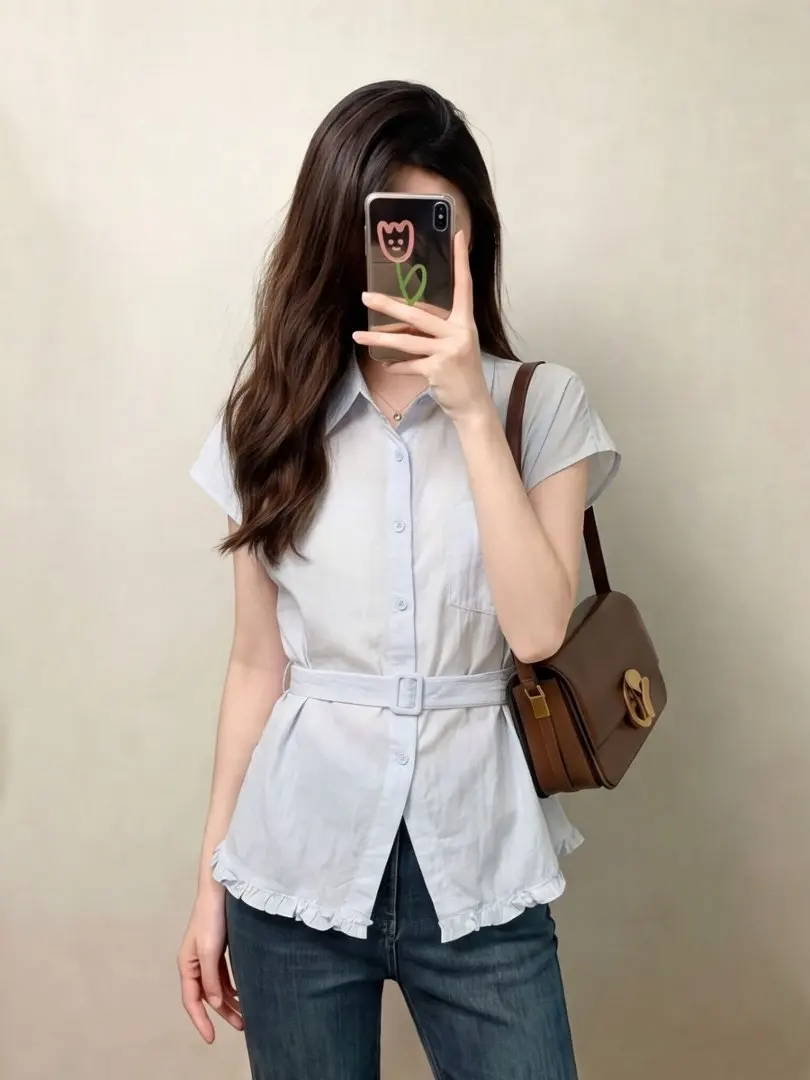 Blue Style Chiffon Sleeveless Shirt Women's Summer New Design Anti-Aging Wooden Ear Versatile Top Korean Style
Blue Style Chiffon Sleeveless Shirt Women's Summer New Design Anti-Aging Wooden Ear Versatile Top Korean Style