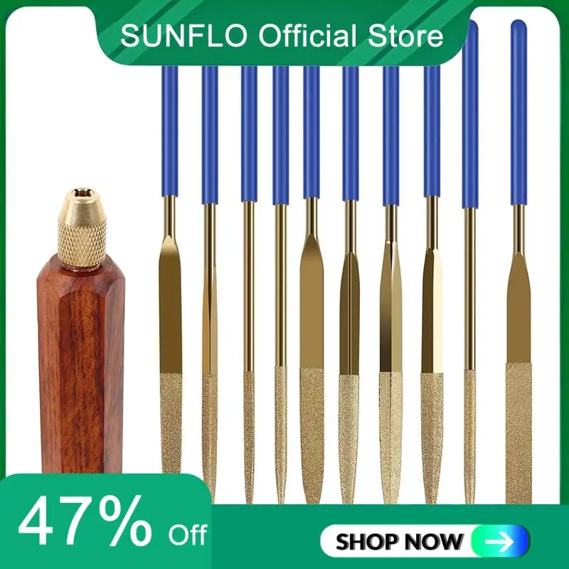 SUNFLO 10 Pcs Needle File Set, Wooden Handles With Brass Collet Chuck, Balance Shock Absorbing Wood Handle File
SUNFLO 10 Pcs Needle File Set, Wooden Handles With Brass Collet Chuck, Balance Shock Absorbing Wood Handle File