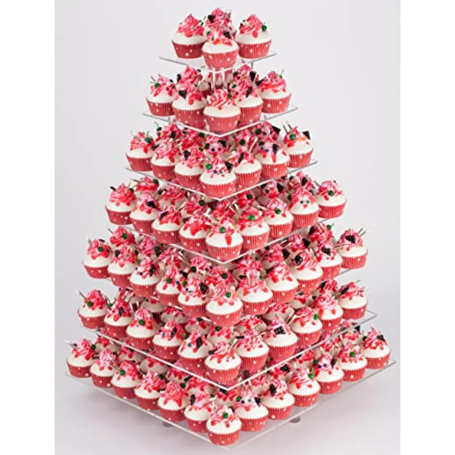 7 Tier Square Acrylic Maypole Cupcake Stand Cupcake Tower Stand, Premium Cupcake Holder, Display for Pastry Wedding Birthday Pa
7 Tier Square Acrylic Maypole Cupcake Stand Cupcake Tower Stand, Premium Cupcake Holder, Display for Pastry Wedding Birthday Pa