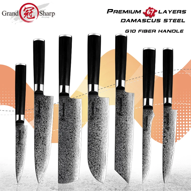 Chef Knife Set AUS-10 Japanese Damascus Steel Nakiri Kiritsuke Utility Kitchen Knives Cooking Tools Stainless Steel Scabbard NEW
Chef Knife Set AUS-10 Japanese Damascus Steel Nakiri Kiritsuke Utility Kitchen Knives Cooking Tools Stainless Steel Scabbard NEW