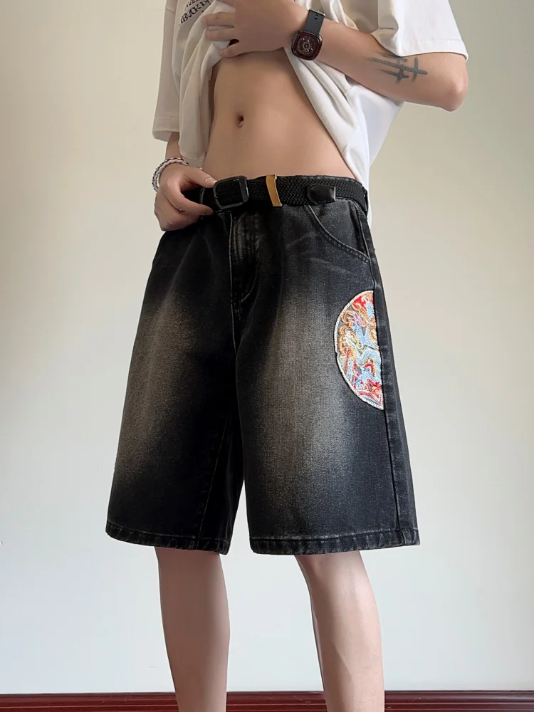 Summer Thin Embroidered Denim Shorts Men's Casual Washed Retro Chinese Style mid Waist Zipper Straight Leg Loose Fit Jeans
Summer Thin Embroidered Denim Shorts Men's Casual Washed Retro Chinese Style mid Waist Zipper Straight Leg Loose Fit Jeans